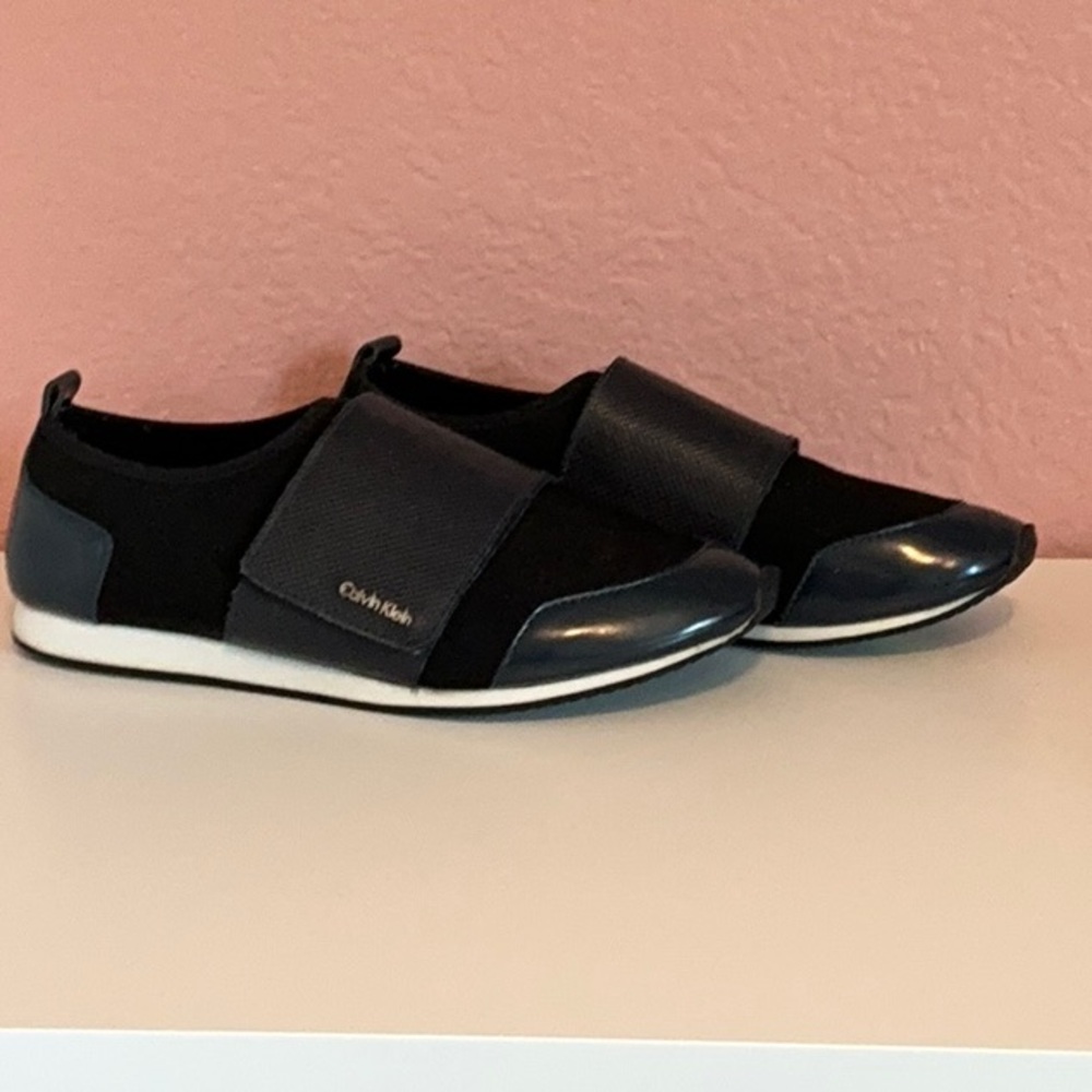 Calvin Klein Black and Blue Sneakers with Elastic Strap